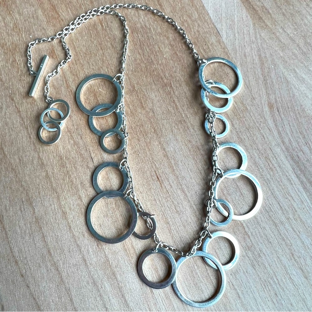 925 Sterling silver necklace modern circles collar necklace